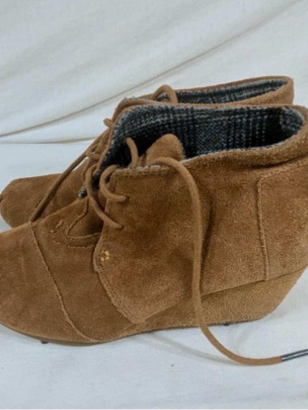 Toms Women’s Suede Wedge Ankle Boots - Brown Sz 7